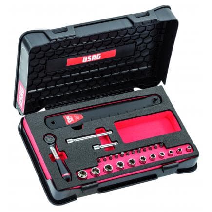 USAG U02360850 - Assortiment de cliquet, rallonge à chaine et douilles 27 pièces