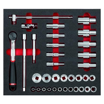 USAG U05190988 - Module en mousse bicolore assorti avec cliquet et douilles (35 pièces)