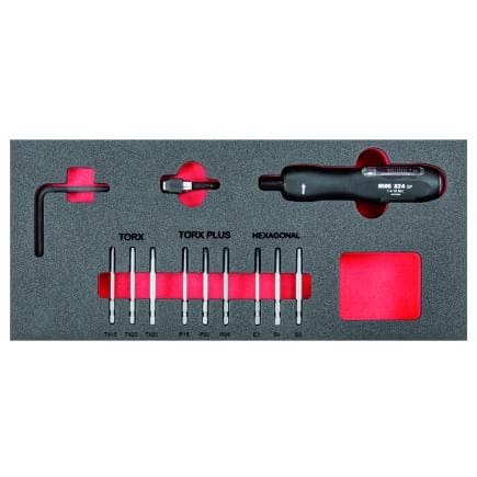 USAG U05190975 - Module en mousse bicolore assorti avec tournevis dynamométrique et embouts (11 pièces)