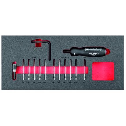 USAG U05190976 - Module en mousse bicolore assorti avec tournevis dynamométrique et embouts (13 pièces)