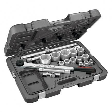 USAG U06050210 - Assortiment de cliquet 3/4'' en coffret ABS avec douilles 6 pans (18 pièces)