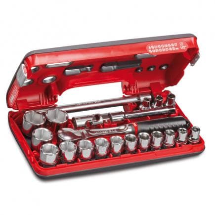 USAG U06090026 - Assortiment de cliquet 1/2'' en coffret bi-matière avec douilles 12 pans (21 pièces)