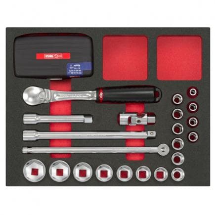 USAG U50031051 - Assortiment de douilles 6 pans et accessoires de 1/4 - 1/2 (60 pièces)
