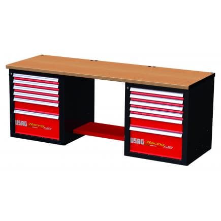 USAG U05192001 - Établi RACING avec plateau en bois - 12 tiroirs