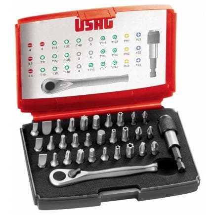 USAG U06920042 - Assortiment d'embouts de vissage avec cliquet réversible (32 pièces)