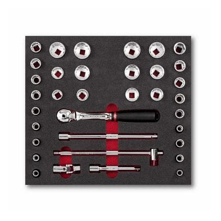 USAG U05190987 - Jeu de cliquet, douilles en pouces 12 pans et embouts (35 pièces)