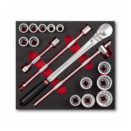 USAG U05190992 - Jeu de cliquet, douilles en pouces 12 pans et embouts (17 pièces)