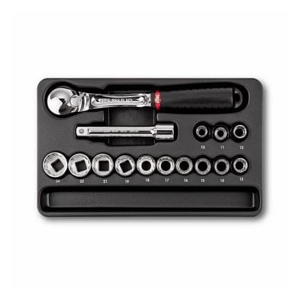 USAG U05190735 - Jeu de cliquet, douilles 12 pans et embouts (15 pièces)