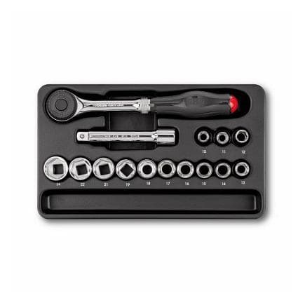 USAG U05190737 - Jeu de cliquet, douilles 6 pans et embouts (15 pièces)