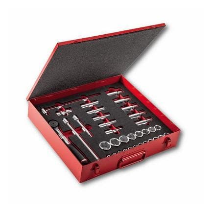 USAG U06122012 - ASSORTIMENT EN COFFRET DE TÔLE DE DOUILLES 12 PANS (35 PIÈCES)