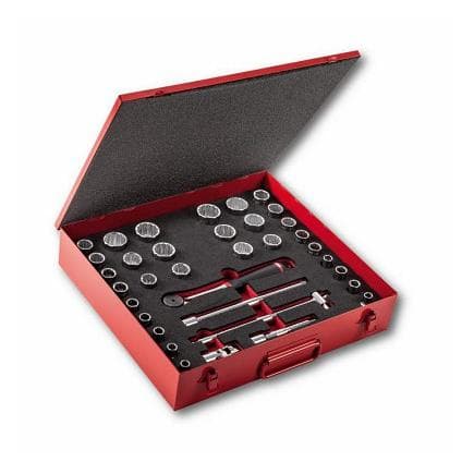 USAG U06122014 - ASSORTIMENT EN COFFRET DE TÔLE DE DOUILLES 12 PANS (35 PIÈCES)