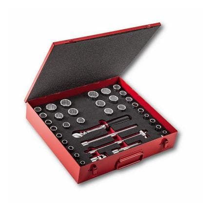 USAG U06122015 - ASSORTIMENT EN COFFRET DE TÔLE DE DOUILLES 12 PANS (35 PIÈCES)