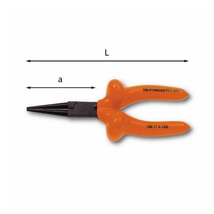 USAG U00790105 - PINCE À BECS RONDS, LONGS, DROITS, 1000 V
