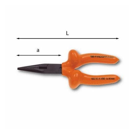 USAG U00810104 - PINCES À BECS DEMI-RONDS, TRÈS LONGS, DROITS, 1000 V