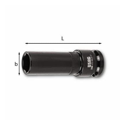 USAG U02350255 - Clés à douilles 1/2'' impact longues à paroi mince 6 pans