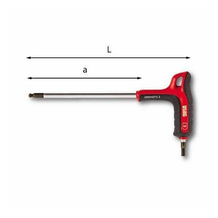 USAG U02801421 - Clé mâle hexagonale à tête sphérique avec poignée bi-matière