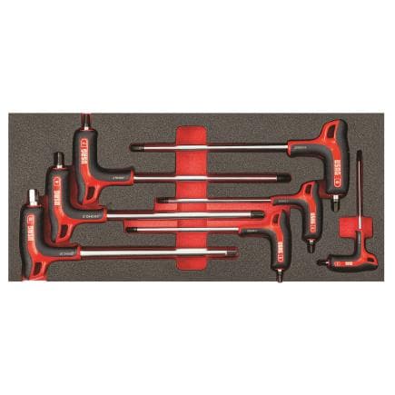 USAG U05191946 - Assortiment de 7 clés mâles hexagonales à tête sphérique avec poignée bi-matière en module mousse