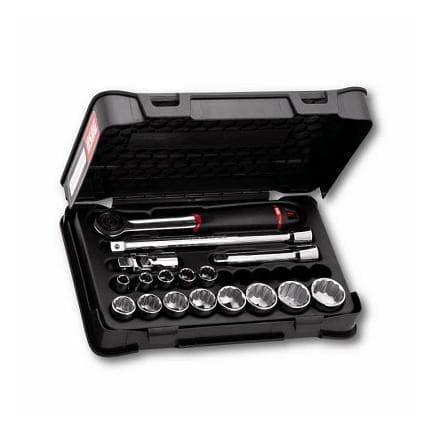 USAG U06060306 - Assortiment en coffret ABS de douilles 12 pans, en pouces (17 pièces)