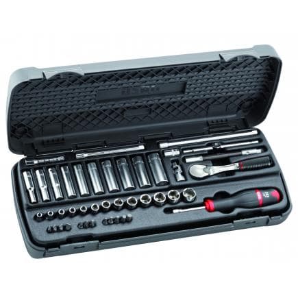 USAG U06070104 - Assortiment avec cliquet 1/4'' en coffret ABS avec douilles 6 pans et embouts de vissage (31 pièces)