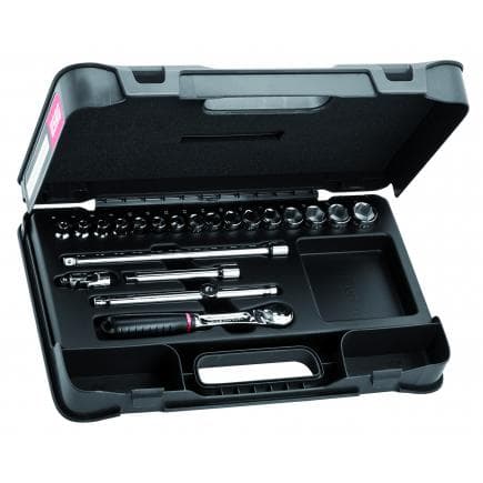 USAG U06060204 - Assortiment de cliquet 3/8'' en coffret bi-matière avec douilles 6 pans (21 pièces)