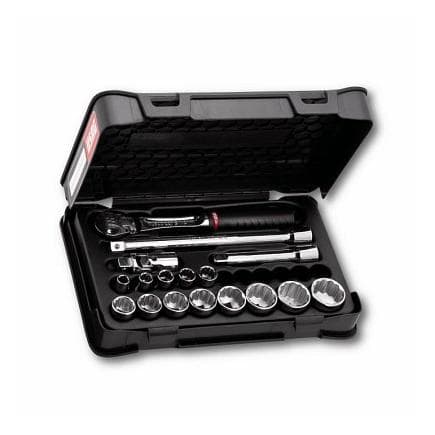 USAG U06060307 - Assortiment en coffret ABS de douilles 12 pans, en pouces (17 pièces)