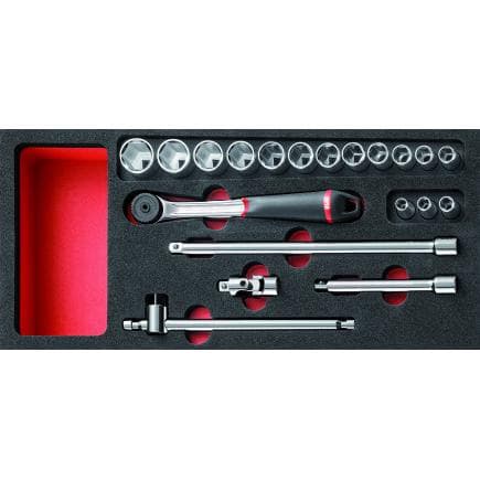 USAG U05190928 - Assortiment de cliquet et douilles (20 pièces) module en mousse