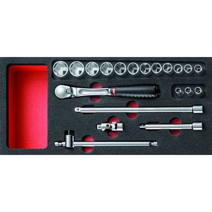 USAG U05190941 - Assortiment de cliquet et douilles (20 pièces) module en mousse