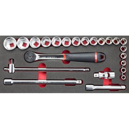USAG U05190942 - Assortiment de cliquet et douilles (23 pièces) module en mousse