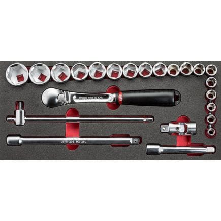 USAG U05190925 - Assortiment de cliquet et douilles (23 pièces) module en mousse