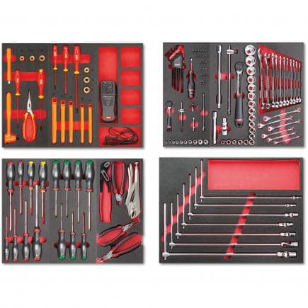 USAG U04958009 - Assortiment pour la maintenance des voitures hybrides et électriques et l'entretien courant (133 pièces) - 4 tiroirs
