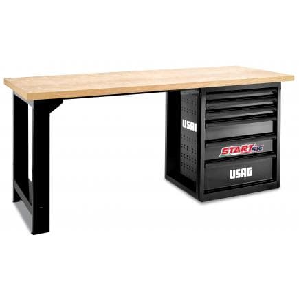 USAG U05160022 - Établi START avec plateau en bois - 6 tiroirs (vide)