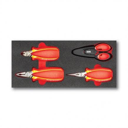 USAG U05191019 - Assortiment de pinces, pinces coupantes et ciseaux pour électriciens 1000 V (4 pièces)