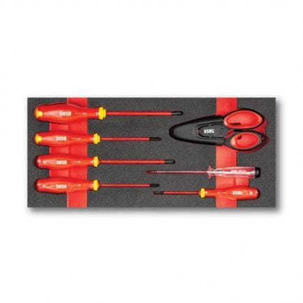 USAG U05191018 - Assortiment de tournevis et ciseaux pour électriciens 1000 V (7 pièces)