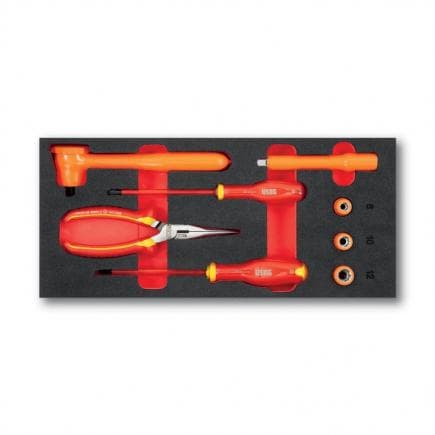 USAG U05191031 - Assortiment de clés à douilles, cliquets, pinces et tournevis pour électriciens 1000 V (8 pièces)