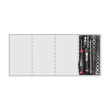 USAG U05190801 - Assortiment avec cliquet, clés à douille 1/4'' et embouts (28 pièces)