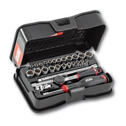 USAG U06060106 - Assortiment de douilles 6 pans en millimètres et pouces 1/4'' en coffret ABS (28 pièces)