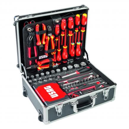 USAG U00020016 - Chariot à outils avec assortiment électrique (142 pièces)