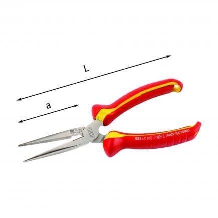 USAG U00810103D - Pinces isolées 1000 V à becs demi-ronds, très longs, droits