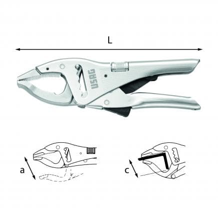 USAG U01350510D - Pince multiprise autobloquante à crémaillère autobloquante, à mâchoires longues