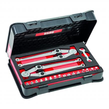 USAG U02820200 - Jeu de clés à ergots pour écrous à ergot rond et carré en coffret ABS (10 pièces)