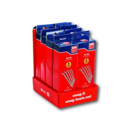 USAG U02831420 - Présentoir de comptoir en carton avec 8 jeux de clés polygonales doubles coudées 283 SE5