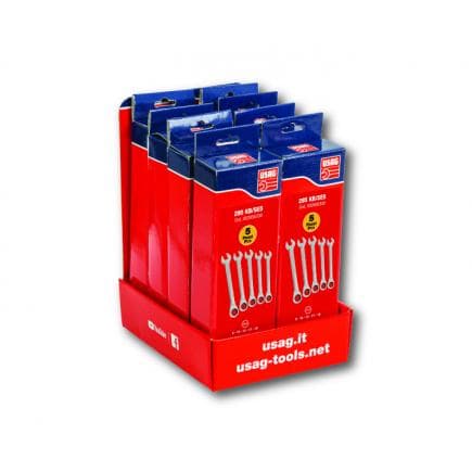 USAG U02856390 - Présentoir de comptoir en carton avec 8 jeux de clés mixtes plates à cliquet 285 KB/SE5