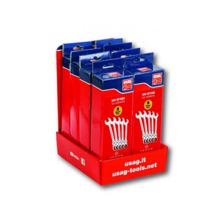 USAG U02856190 - Présentoir de comptoir en carton avec 8 jeux de clés mixtes à cliquet articulées 285 KF/SE5