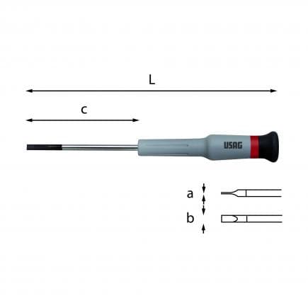 USAG U03290001D - Micro-tournevis pour vis à tête fendue