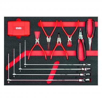 USAG U05191052 - Module en mousse bicolore avec pinces à circlips et clés à manche en T (42 pcs.)