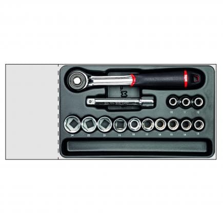 USAG U05190800 - Module thermoformé avec cliquets et douilles 1/2'' (15 pcs)