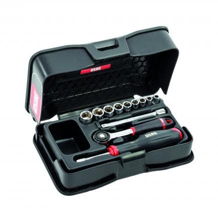 USAG U06050100 - Assortiment avec douilles hexagonales 1/4'' dans un coffret ABS (12 pièces)