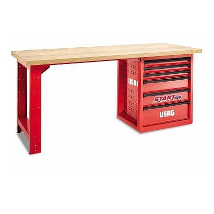 USAG U05160020 - ÉTABLI START AVEC PLATEAU EN BOIS, 6 TIROIRS (VIDE)
