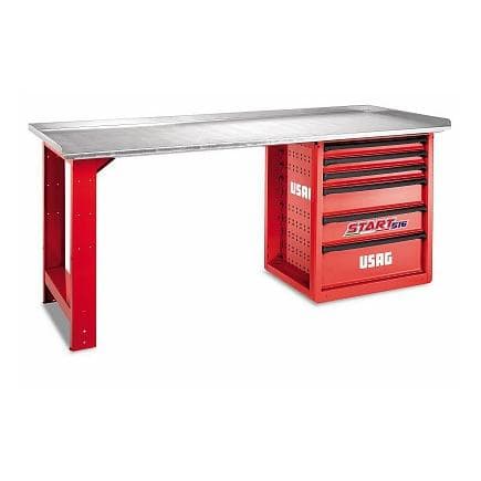 USAG U05160021 - ÉTABLI START AVEC PLATEAU EN ACIER INOXYDABLE, 6 TIROIRS (VIDE)