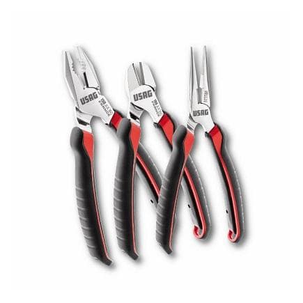 USAG U01500201 - ASSORTIMENT DE PINCE UNIVERSELLE, PINCE À BECS DEMI-RONDS DROITS ET PINCE COUPANTE À TRANCHANT DIAGONAL (3 PIÈCES)